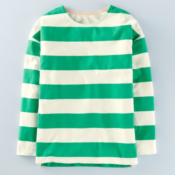 Boden Tops - Boden Breton Green and White Striped Top